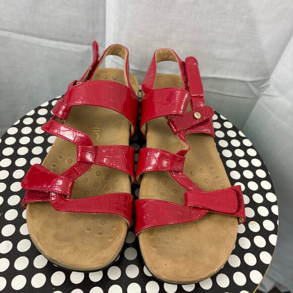 VIONIC Rest Paros Red Croc Strappy Back Strap Sandals Flat Orthaheel Women's 9M - Picture 7 of 7